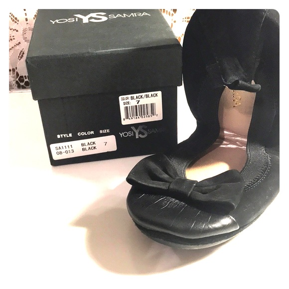 Yosi Samra Shoes - NWT Yosi Samra Ballerina Flats Black Suede w/ bow